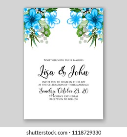 Floral wedding invitation wector template card background