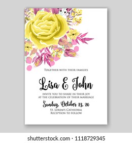Floral wedding invitation wector template card background