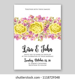 Floral wedding invitation wector template card background