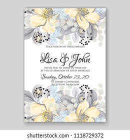 Floral wedding invitation wector template card background