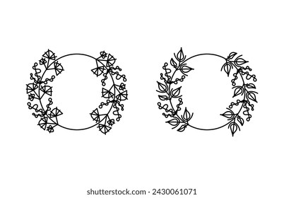 Floral wedding invitation wreath embroidery designs