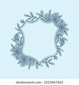 Floral Wedding monogram crest design. Vintage wedding monogram design. Wedding initial.