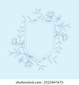 Floral Wedding monogram crest design. Vintage wedding monogram design. Wedding initial.