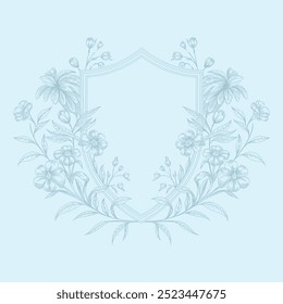 Floral Wedding monogram crest design. Vintage wedding monogram design. Wedding initial.