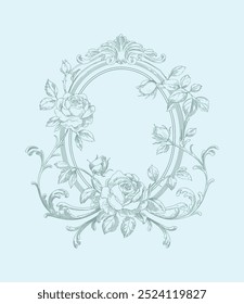 Floral Wedding monogram crest design. Vintage wedding monogram design. Wedding initial.