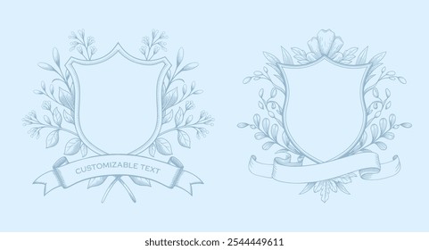 Design de crista de monograma de casamento floral. Projeto de monograma de casamento vintage. Inicial do casamento.