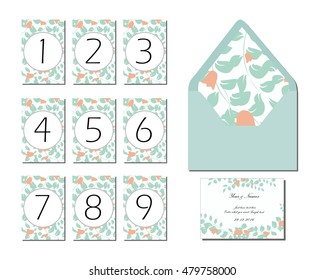 floral wedding table numbers vector design