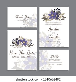 Floral wedding template - blue floral cards