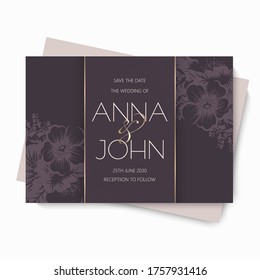 Floral wedding template - hand drawn flowers