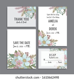 Floral wedding template - mint and green floral cards
