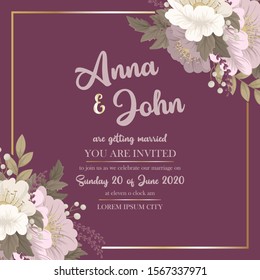 Floral wedding template - pink floral card