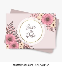 Floral wedding template - pink floral card