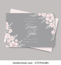 Floral wedding template - pink floral card