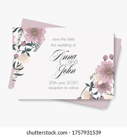 Floral wedding template - pink floral card