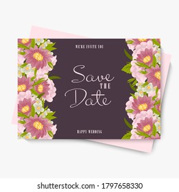 Floral wedding template - pink floral card