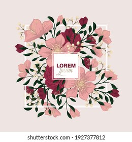 Floral wedding template - pink floral card