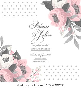 Floral wedding template - pink floral card