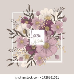 Floral wedding template - pink floral card