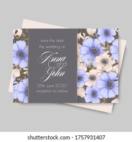 Floral wedding template - purple floral card