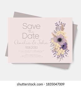 Floral wedding template - purple floral card