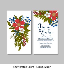 Floral wedding template - red floral card