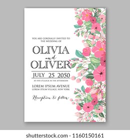 Floral wedding vector invitation background peony rose chrysanthemum anemone 