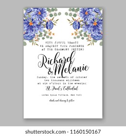 Floral wedding vector invitation background peony rose chrysanthemum anemone 