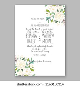 Floral wedding vector invitation background peony rose chrysanthemum anemone 