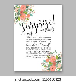 Floral wedding vector invitation background peach ranunculus peony rose chrysanthemum anemone 