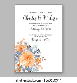 Floral wedding vector invitation background peony rose chrysanthemum anemone 