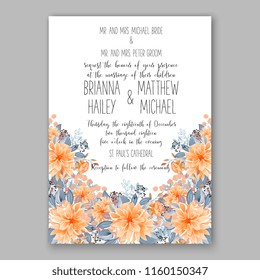 Floral wedding vector invitation background peony rose chrysanthemum anemone 