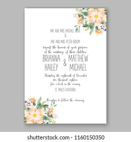 Floral wedding vector invitation background peony rose chrysanthemum anemone 