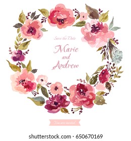 Floral wedding wreath. Wreath with roses, leaves