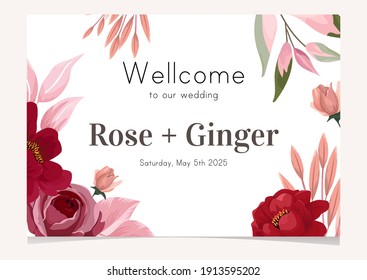 floral wellcome sign for wedding