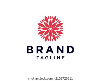 Floral Wellness Logo. Red Leaves Sign Combination isolated on White Background. Usable for Nature, Cosmetics, Healthcare and Beauty Logos. Flat Vector Logo Design Template Element.