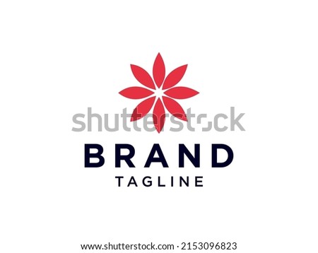 Floral Wellness Logo. Red Leaves Sign Combination isolated on White Background. Usable for Nature, Cosmetics, Healthcare and Beauty Logos. Flat Vector Logo Design Template Element.