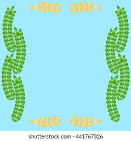 Floral and wheat ears borders design with copy space,
greeting card or template with space for text
