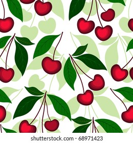 Floral white effortless pattern with vivid berries (vector)