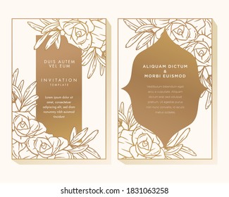 Floral White and Gold Invitation