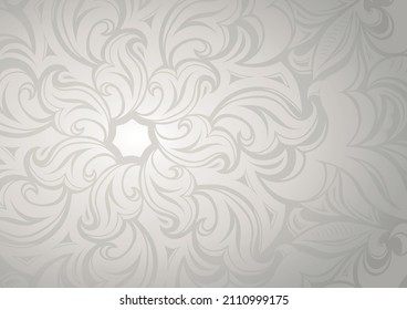 Papel de fondo floral de gradiente blanco con flores estilizadas y patrones follaje, fondo oscuro, ilustración vectorial para cubiertas, tarjetas, anuncios, volantes, etiquetas, carteles, carteles e invitaciones