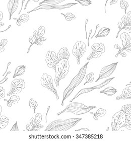 Floral white and gray pattern. Hand drawn pattern. Ukraine