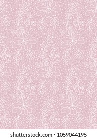Floral white lace pattern on a pink background