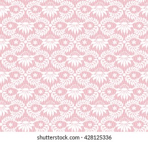 Floral white lace pattern on a pink background