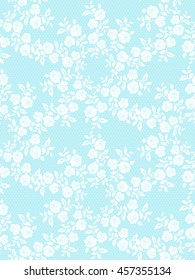 Floral white lace pattern on a blue background