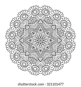 Floral white mandala. Vector illustration