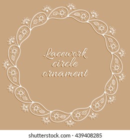 Floral white ornamental circle border.
Vector illustration with transparent shadow and separated from background.