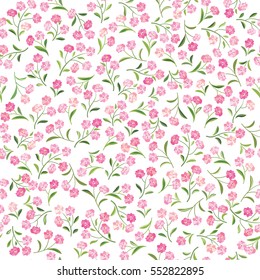 Floral white pattern. Flower seamless background. Flourish ornamental spring garden texture