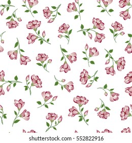 Floral white pattern. Flower seamless background. Flourish ornamental spring garden texture