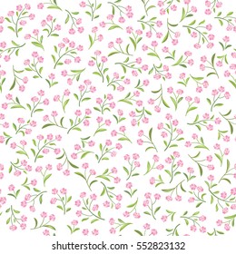 Floral white pattern. Flower seamless background. Flourish ornamental spring garden texture
