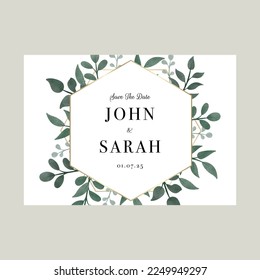 Florale weiße Hochzeit speichern Sie das Datum Card Vectorart